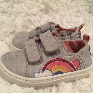 TOMS Toddler shoes size 8 T gray sneakers rainbow